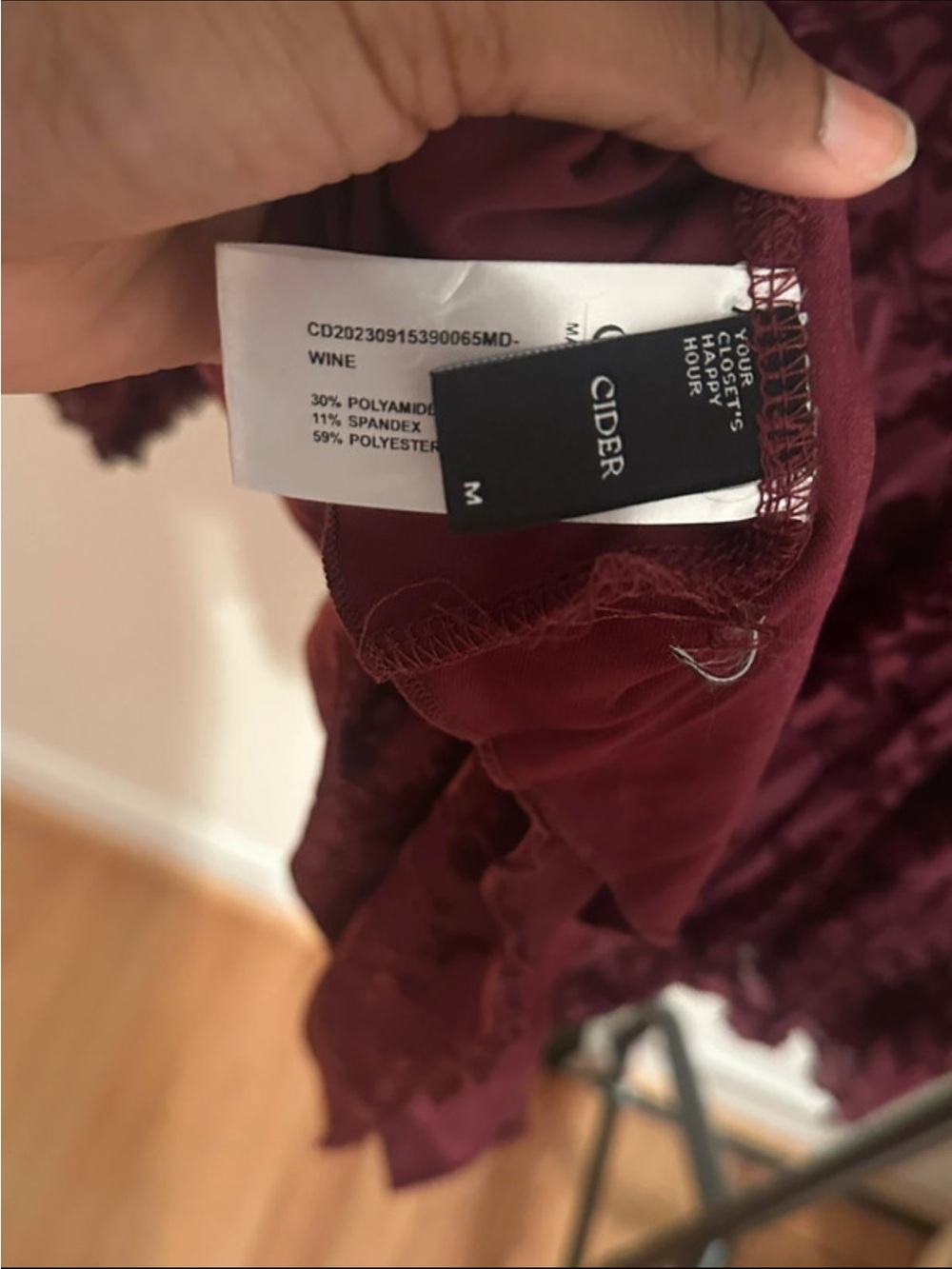 Cider Wine Crushed Velvet Mini Dress - Picture 6 of 6